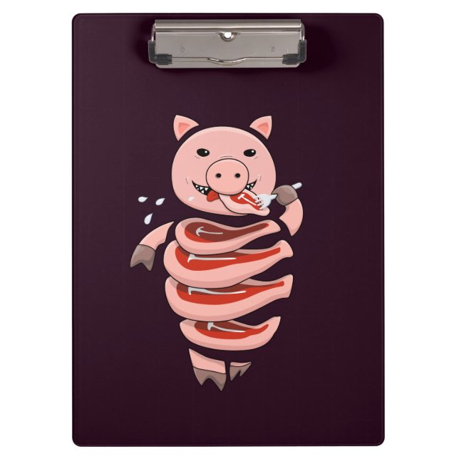 Creepy Pig Ironic Horror Clipboard (Front)