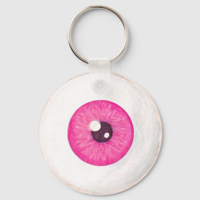 Creepy Pink Eyeball Keychain (Front)