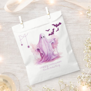 Creepy Pink Ghost Bats Spiders Happy Halloween Favour Bag
