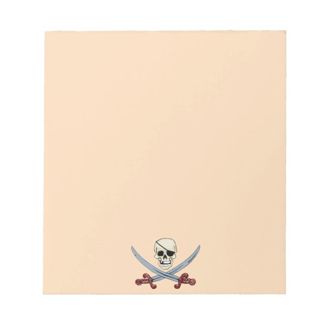 Creepy Pirate Skull & Crossed Cutlasses Notepad (Front)