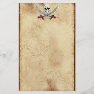 Creepy Pirate Skull & Crossed Cutlasses Stationery