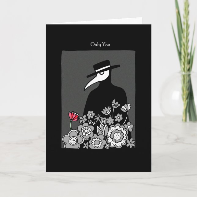 Creepy Plague Doctor Goth I love you Valentine  Card (Front)