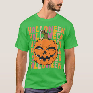 Creepy Pumpkin 70s 80s Retro Vintage Style Hallowe T-Shirt