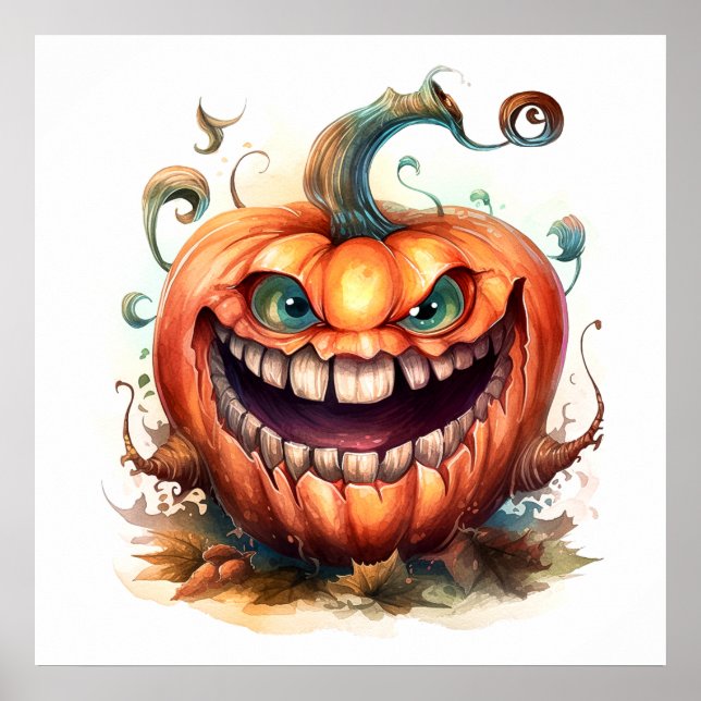 Creepy Pumpkin Art Poster (Front)