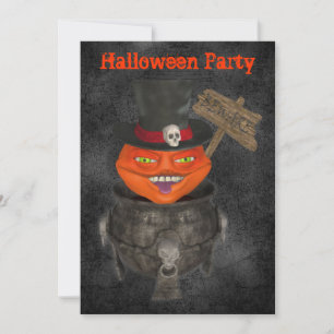 Creepy Pumpkin Face Halloween Invitation