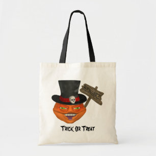 Creepy Pumpkin Head Halloween Tote Bag