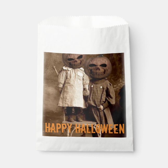 Creepy Pumpkin Head Kids Halloween  Favour Bag (Front)
