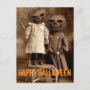 Creepy Pumpkin Head Kids Halloween Postcard