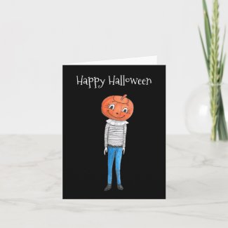 Creepy Pumpkin Head Man Spooky Happy Halloween