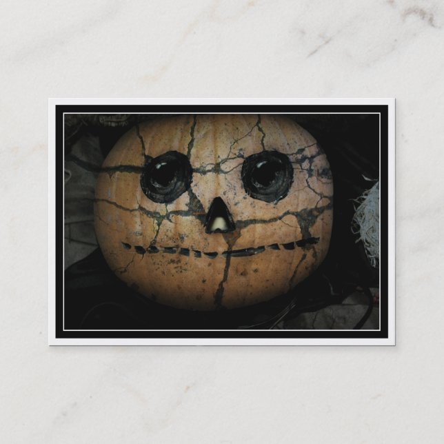 Creepy  Pumpkin Jack-o-Lantern Business Card (Front)