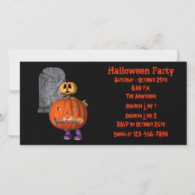 Creepy Pumpkin Man Halloween Party Invite (Front)
