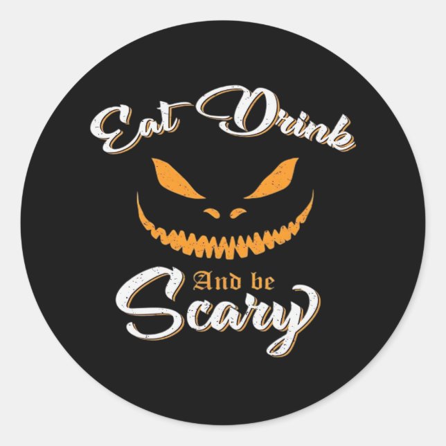 Creepy Pumpkin Monster Halloween Classic Round Sticker (Front)