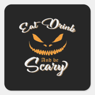 Creepy Pumpkin Monster Halloween Square Sticker