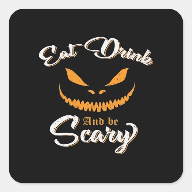 Creepy Pumpkin Monster Halloween Square Sticker (Front)