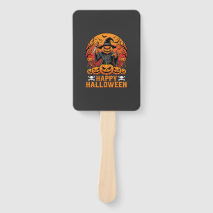 Creepy Pumpkin Witch Happy Halloween Vector Design Hand Fan