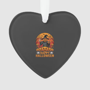 Creepy Pumpkin Witch Happy Halloween Vector Design Ornament