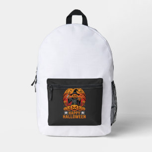Creepy Pumpkin Witch Happy Halloween Vector Design Printed Backpack