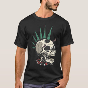 Creepy Punk Skeleton With Stake In Skull T-Shirt