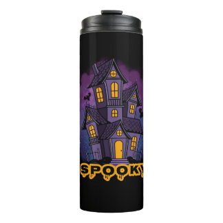 Creepy Purple Mansion Spooky Haunted House Thermal Tumbler