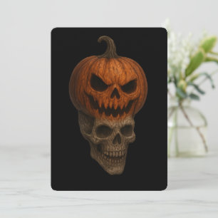 Creepy Realistic Halloween Pumpkin Skull Sticker Invitation