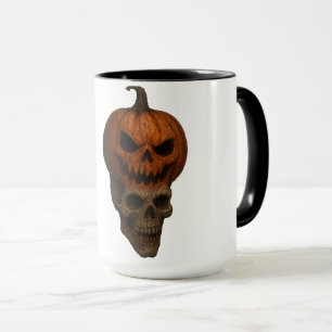  Creepy Realistic Halloween Pumpkin Skull Sticker Mug