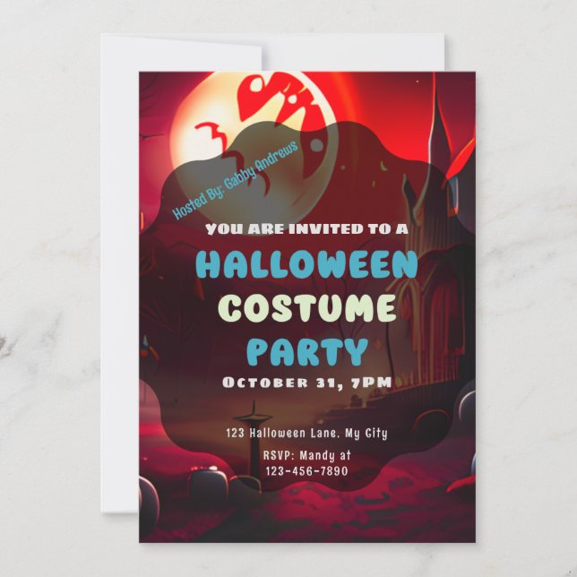 Creepy Red Landscape Scary Sun Halloween Invitation (Front)