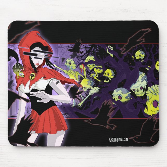 Creepy Red Riding Hood Girl Dark Hunted Mouse pad (Front)