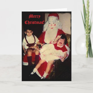 Creepy Santa Christmas Card Traumatized Kid