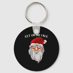 Creepy Santa Christmas -xmas Sit On My Face Keychain