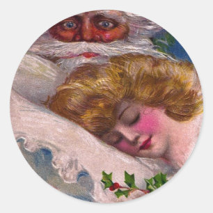 Creepy Santa Claus Pretty Woman Christmas Classic Round Sticker