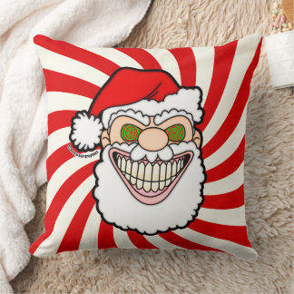 Creepy Santa Claus Screwball Graphics Throw Pillow