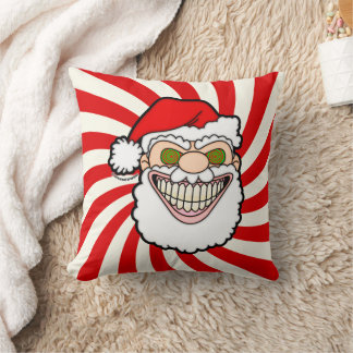 Creepy Santa Claus Screwball Graphics Throw Pillow