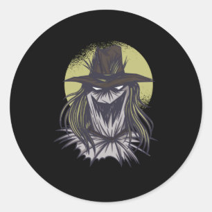 CREEPY SCARECROW CLASSIC ROUND STICKER