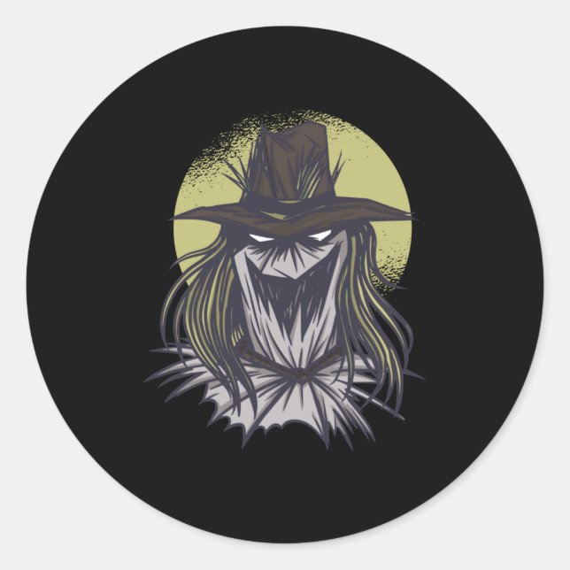 CREEPY SCARECROW CLASSIC ROUND STICKER (Front)