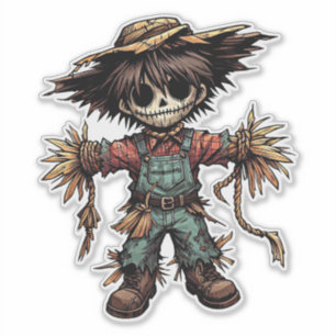 Creepy Scarecrow little boy colour illustration ar