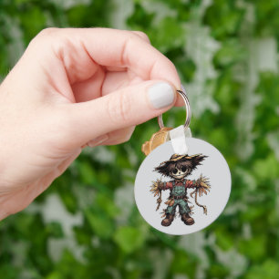 Creepy Scarecrow little boy colour illustration ar Keychain