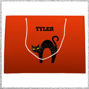 Creepy Scary Black Cat Halloween Large Gift Bag