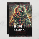 Creepy Scary Carnival Clown Halloween Party Invitation<br><div class="desc">Customize for any event</div>