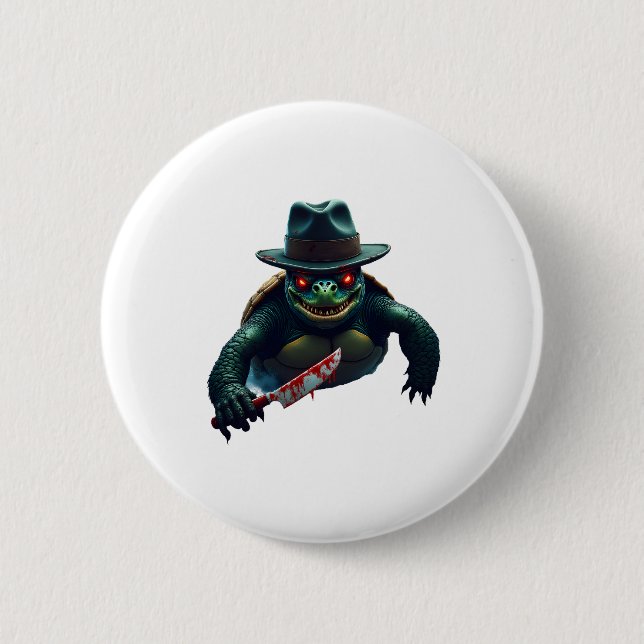 Creepy Scary Halloween Turtle T-Shirt 2 Inch Round Button (Front)