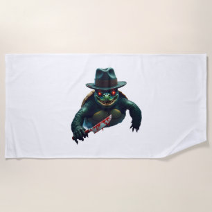 Creepy Scary Halloween Turtle T-Shirt Beach Towel