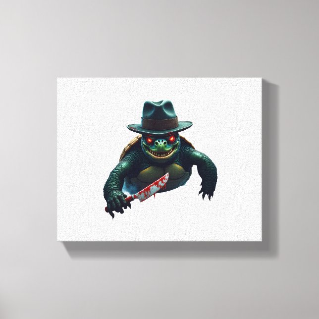 Creepy Scary Halloween Turtle T-Shirt Canvas Print (Front)