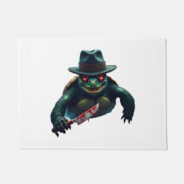 Creepy Scary Halloween Turtle T-Shirt Doormat (Front)