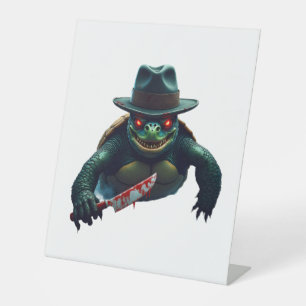 Creepy Scary Halloween Turtle T-Shirt Pedestal Sign
