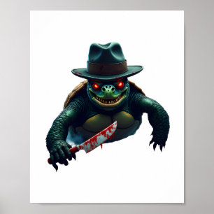 Creepy Scary Halloween Turtle T-Shirt Poster