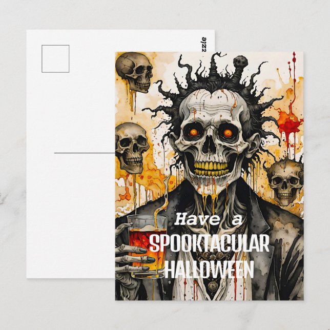 Creepy Skeleton and Skulls Postcard (Front/Back)