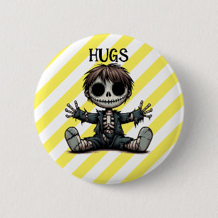 creepy skeleton boy giving hugs cartoon art 2 inch round button