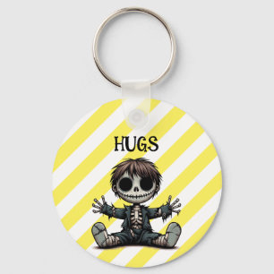 creepy skeleton boy giving hugs cartoon goth art keychain