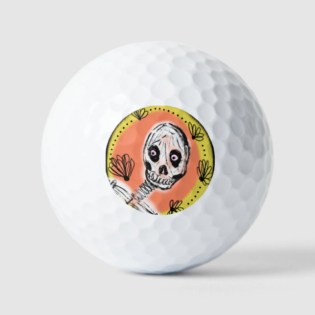 Creepy Skeleton Halloween Doodle   Golf Balls (Front)