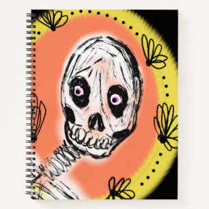 Creepy Skeleton Halloween Doodle  Notebook