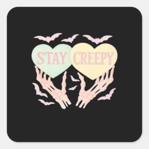 Creepy Skeleton Hand Holding Hearts Pastel Goth  Square Sticker